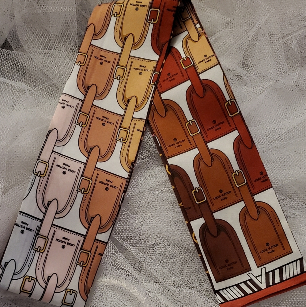 100% Silk Skinny Bag Twilly,Hair Tie, Scarf